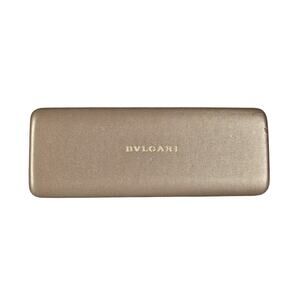 BVLGARI UNISEX CHAMPAGNE EYEGLASS CASE HARD SHELL ORANGE FELT LINED ONE SIZE